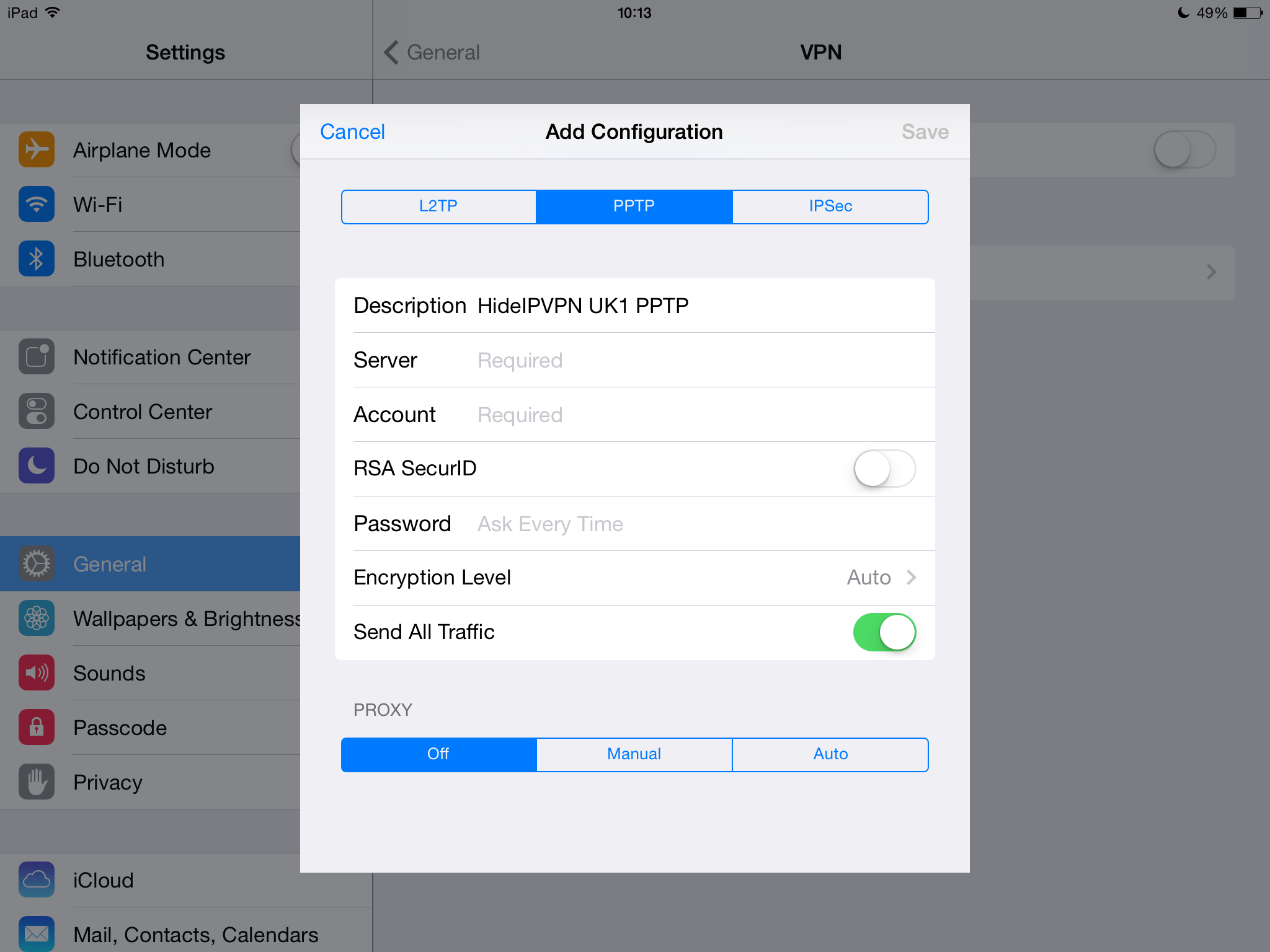 iPad PPTP VPN Setup Tutorial - HideIPVPN