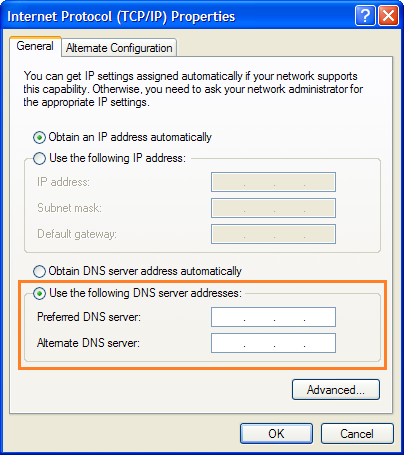 SmartDNS setup Windows XP