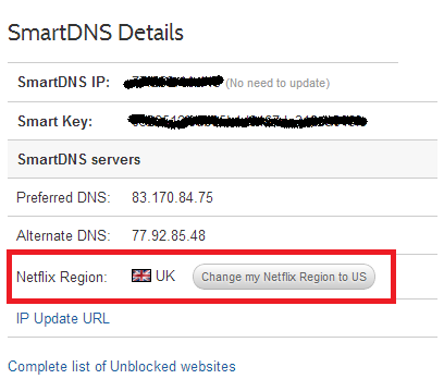 SmartDNS Netflix region change