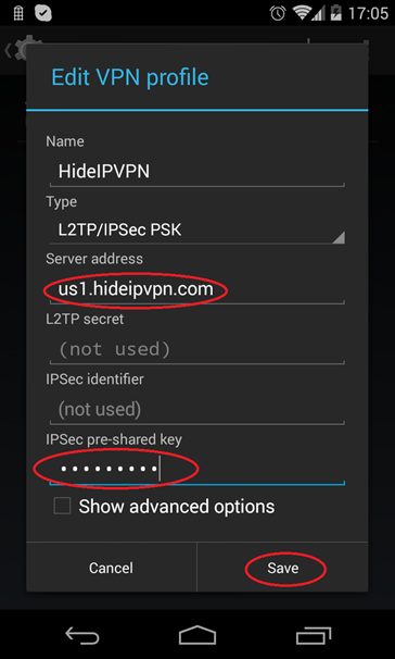 How to setup L2TP on Android - HideIPVPN services