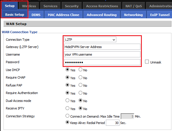 L2TP VPN setup on DD-WRT router