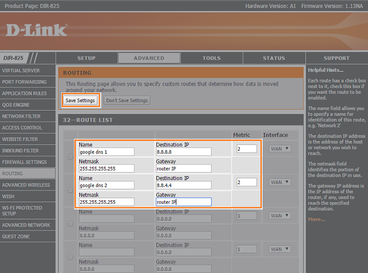 bypass Google DNS on D-Link router