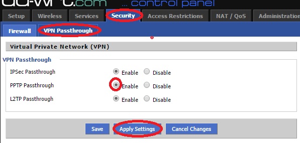 DD-WRT PPTP VPN setup