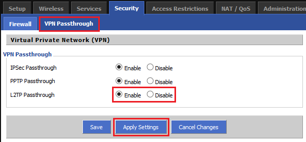 L2TP VPN setup on DD-WRT router