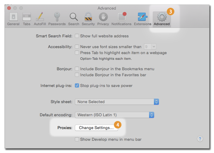 proxy on Safari MacOS X