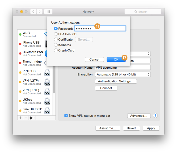 setup PPTP on Mac OS X