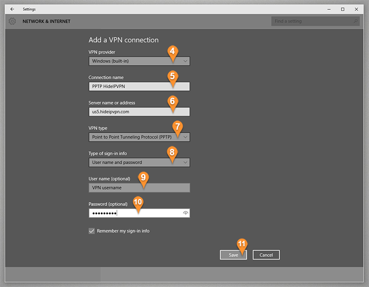 PPTP VPN on windows 10 setup