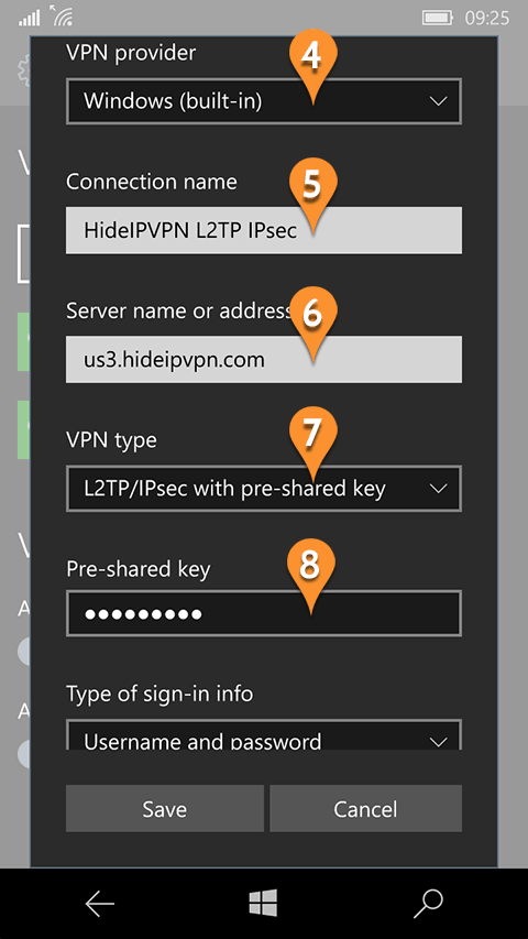 How to setup L2TP IPsec on Windows 10 mobile