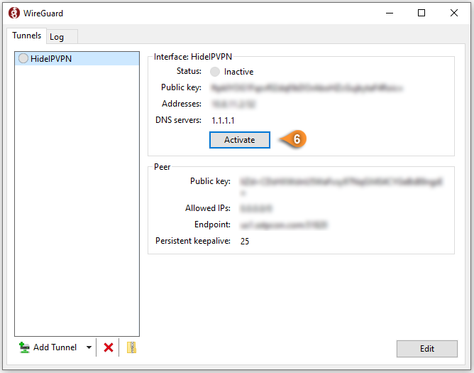 wireguard windows activate vpn