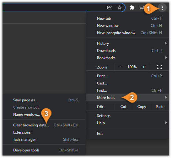 clear cache and cookies chrome