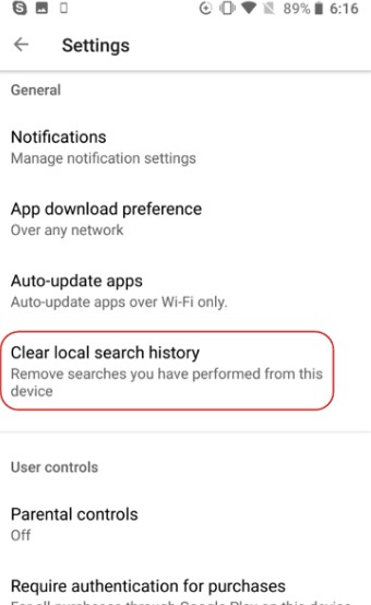 delete google play history