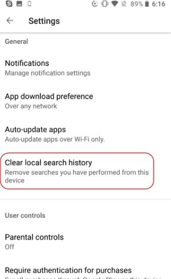 delete google play history