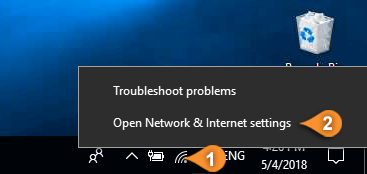 Open Network and Internet windows 10