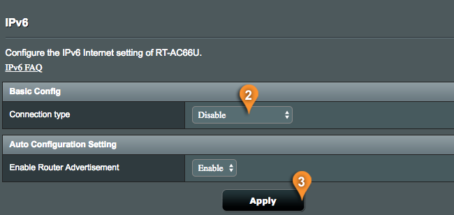 disable ipv6 asus router settings