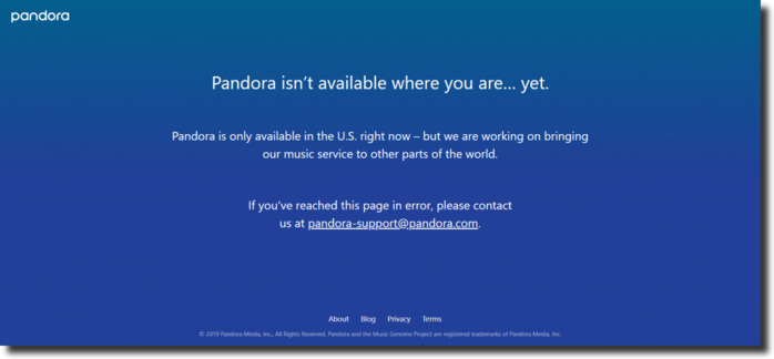 unblock pandora