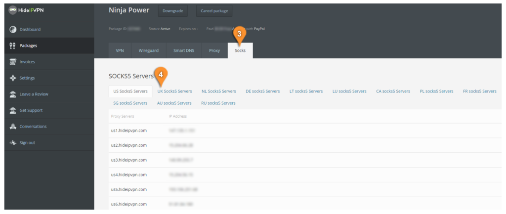Socks5 servers HideIPVPN 2