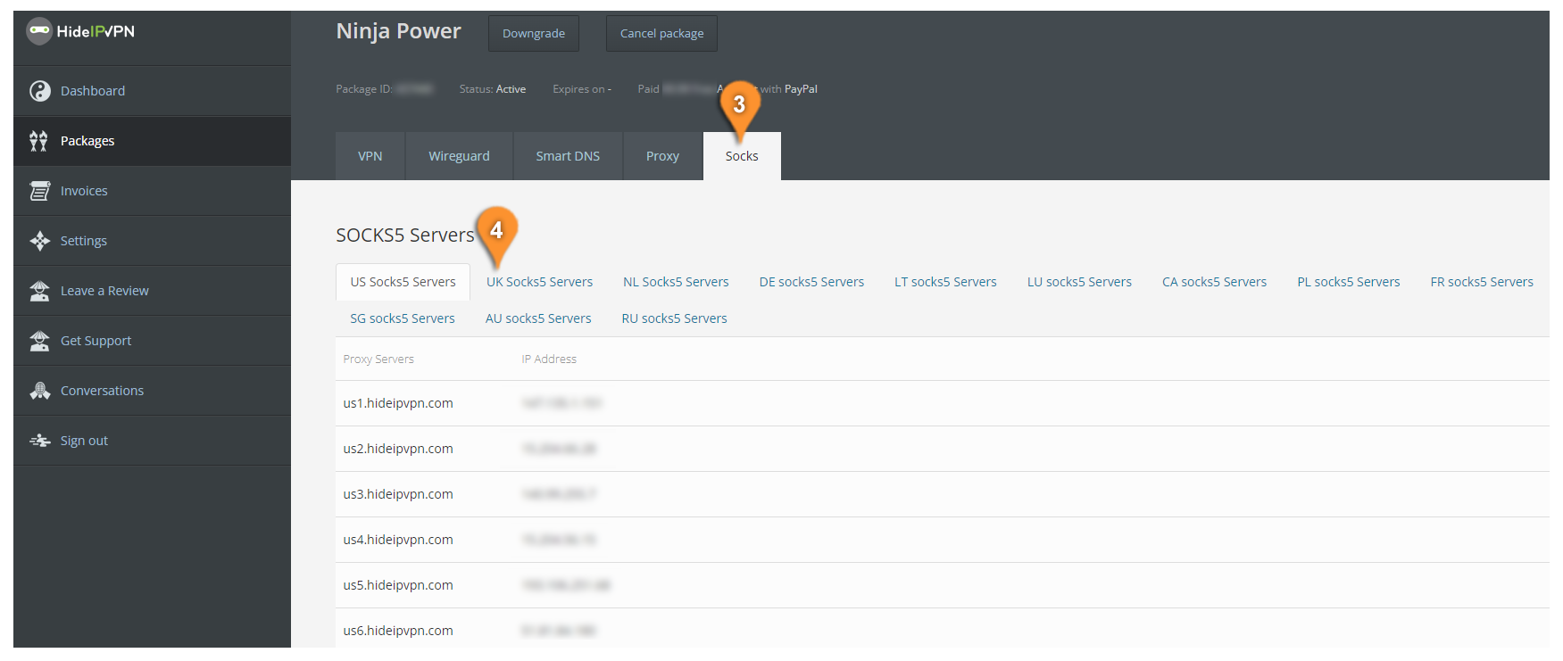 How To Find List of Available Socks5 servers HideIPVPN services